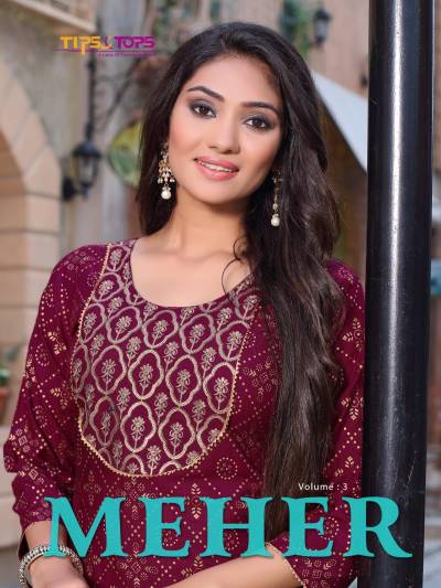 Meher Vol 3 By Tips & Tops Designer Festival Wear Kurti With Palazzo Collection